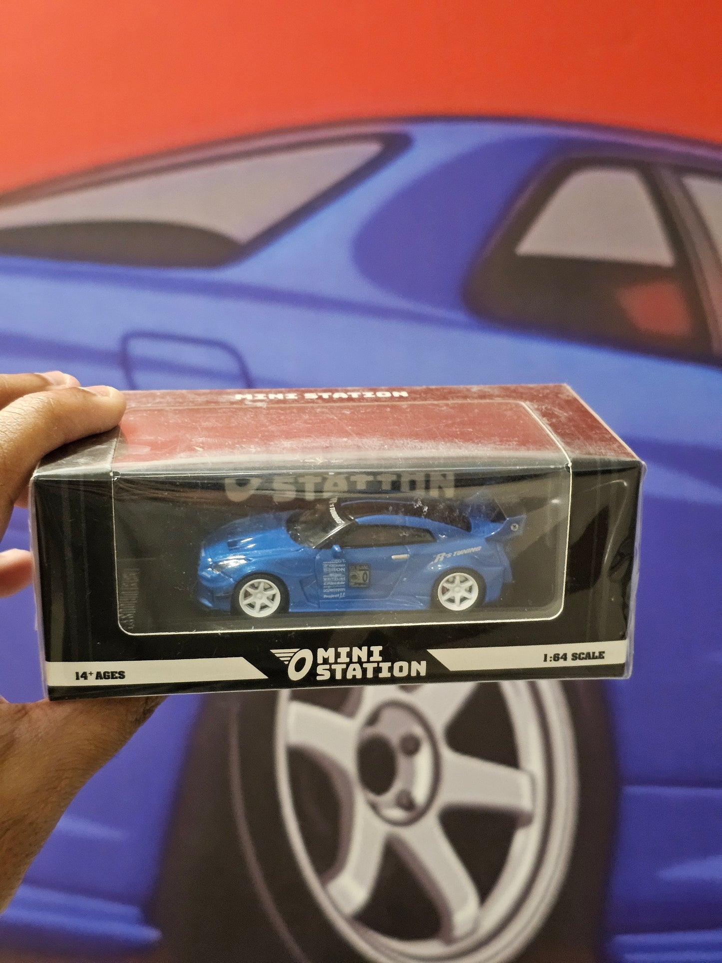 Mini Station 1/64 Nissan GT-R (R35) LB-Works (Blue)