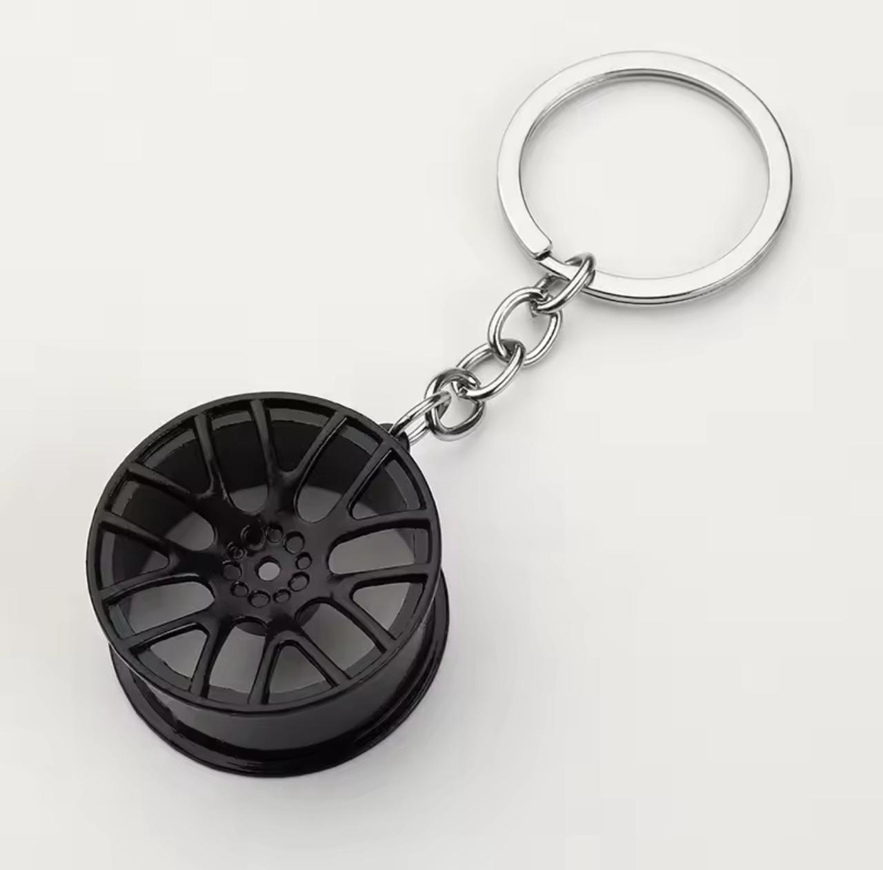 Premium Alloy Wheel Keychain (Black)