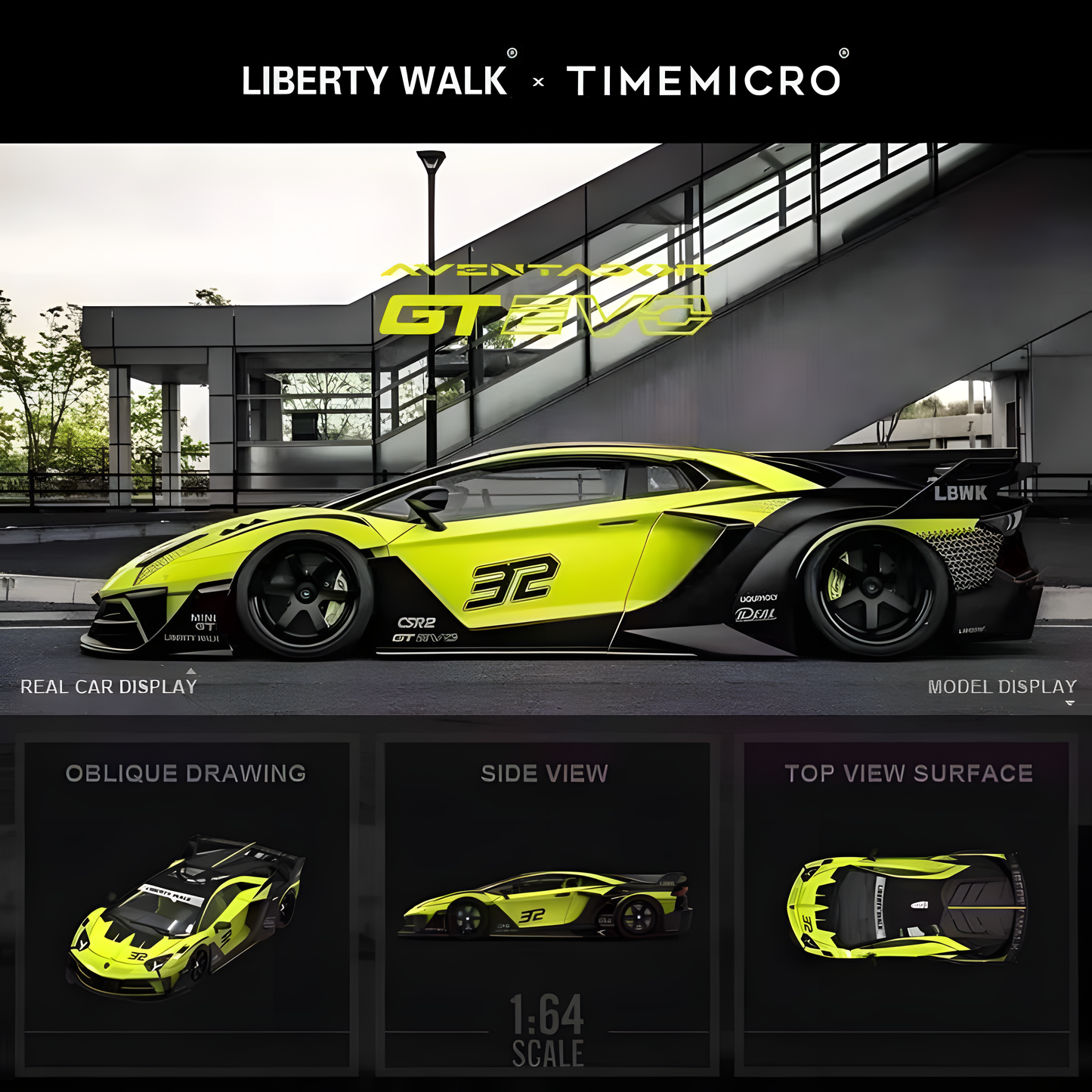 Liberty Walk x Timemicro 1/64 Lamborghini Aventador GT Evo