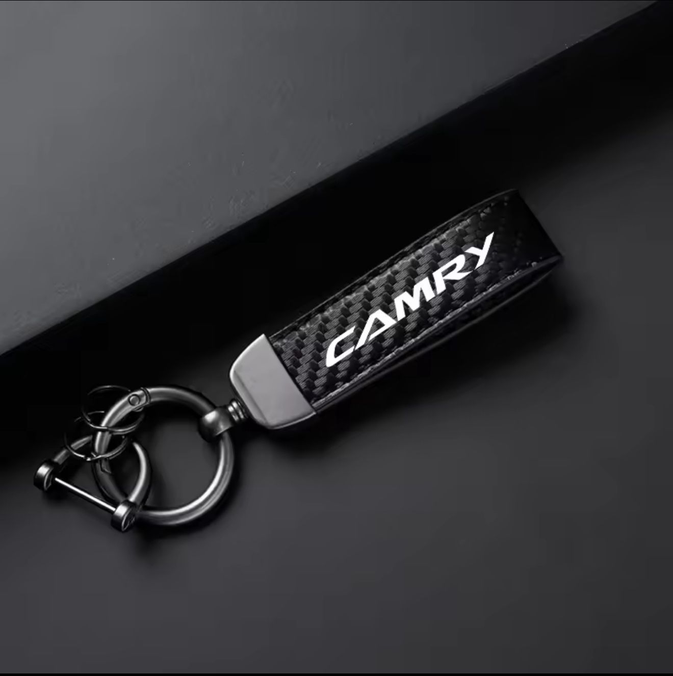 Premium Carbon Fiber Style "Camry" Leather Keychain