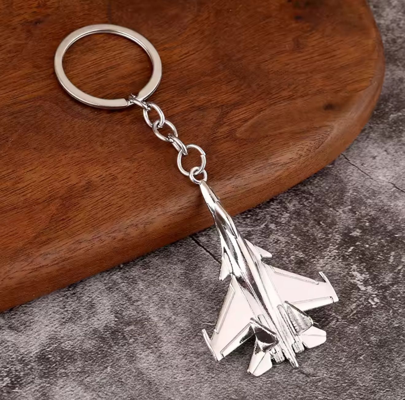 Miniature Fighter Jet Keychain (Silver)