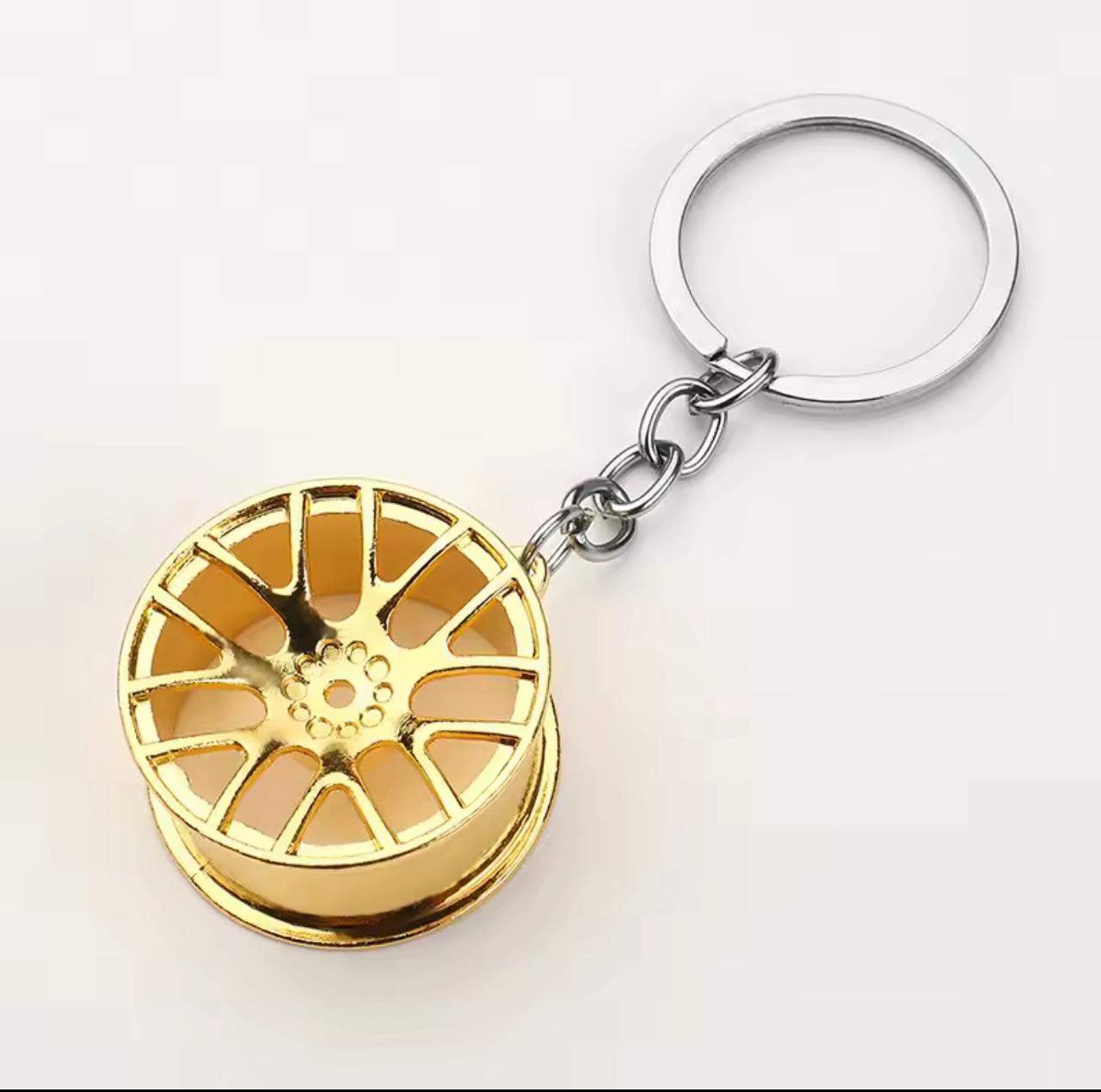 Premium Alloy Wheel Keychain (Gold)