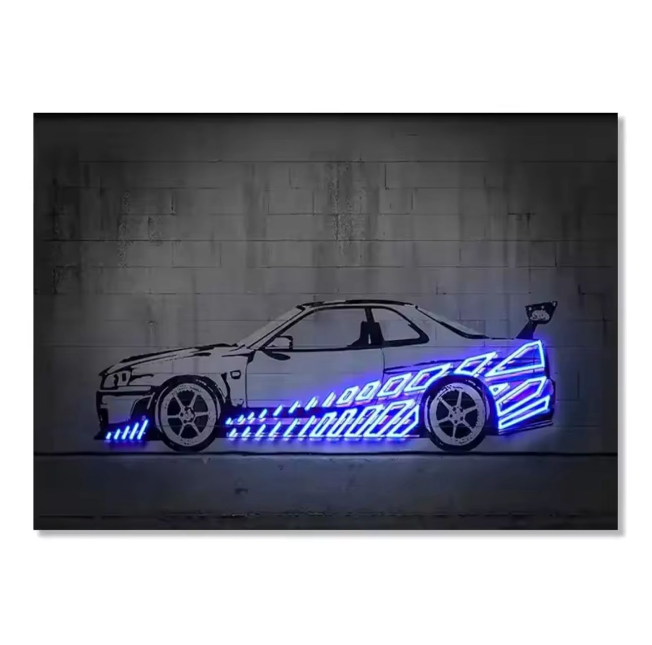 Skyline R34: Midnight Neon – Premium Neon Canvas Art