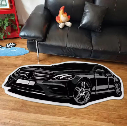 Mercedes-Benz C-Class Black Fluffy Rug
