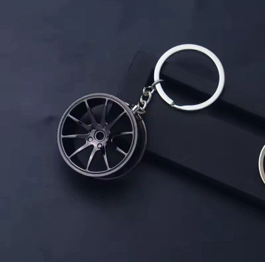 Black Alloy Wheel Keychain