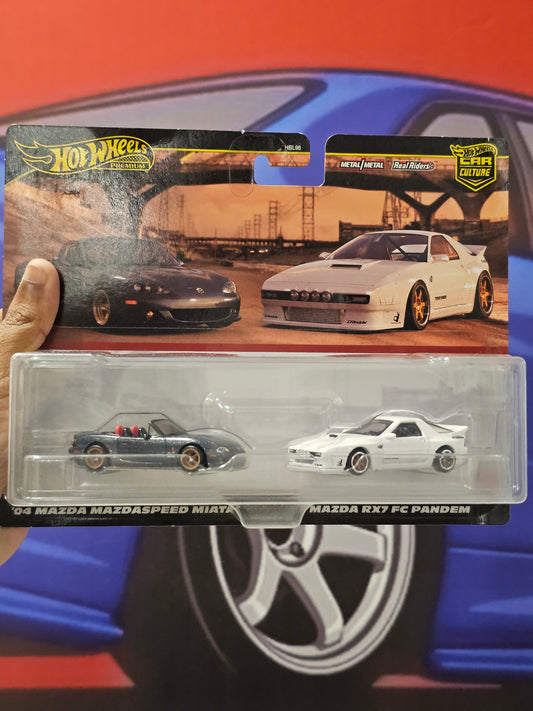 Hotwheels Premium 2 Pack '04 Mazda MazdaSpeed Miata & Mazda RX7 FC Pandem