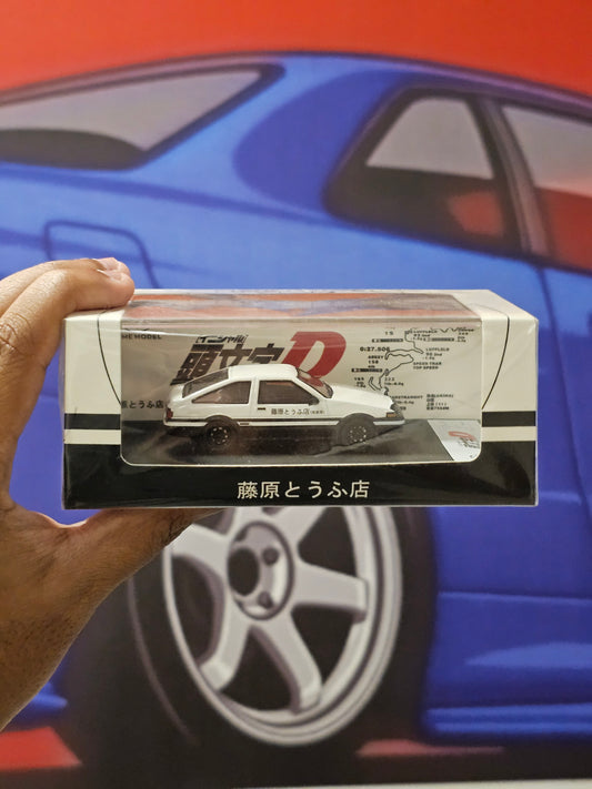Time Model 1/64 Initial D Toyota Sprinter Trueno AE86 (White Hood)
