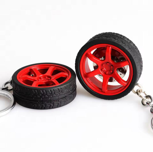 Sport Performance JDM Wheel Keychain (Red)