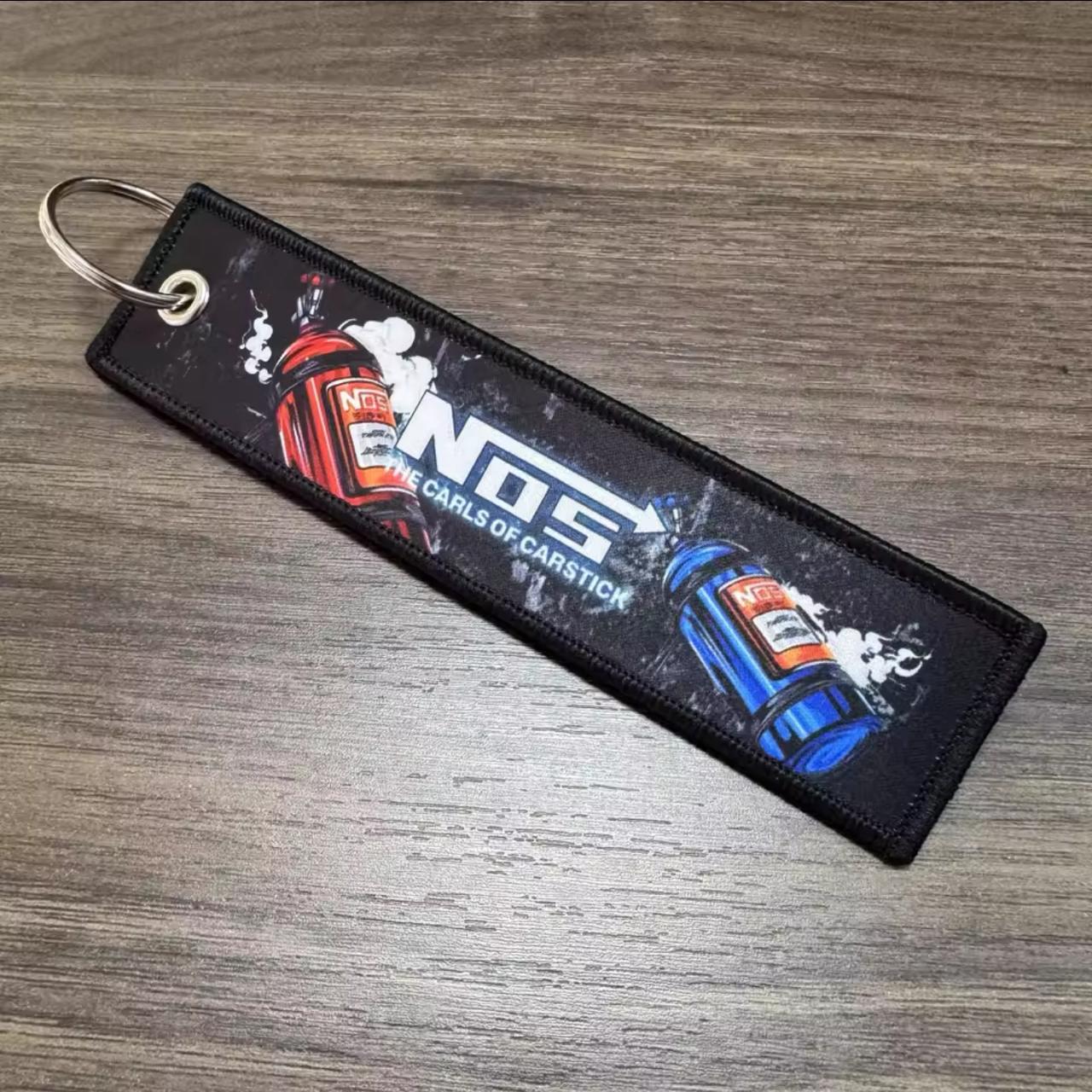 NOS Nitrous Bottle Flight Tag Keychain
