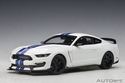 AUTOart 1/18 Ford Shelby GT350R – Oxford White with Lightning Blue Stripes