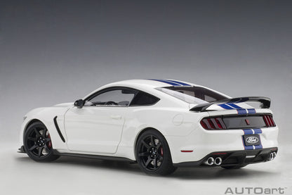 AUTOart 1/18 Ford Shelby GT350R – Oxford White with Lightning Blue Stripes