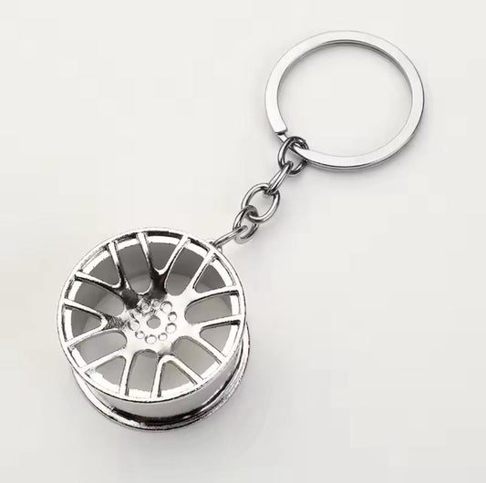 Premium Alloy Wheel Keychain (Silver)
