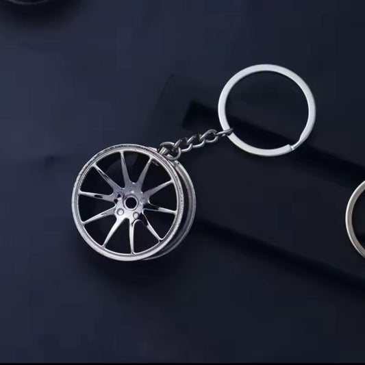 Grey Alloy Wheel Keychain