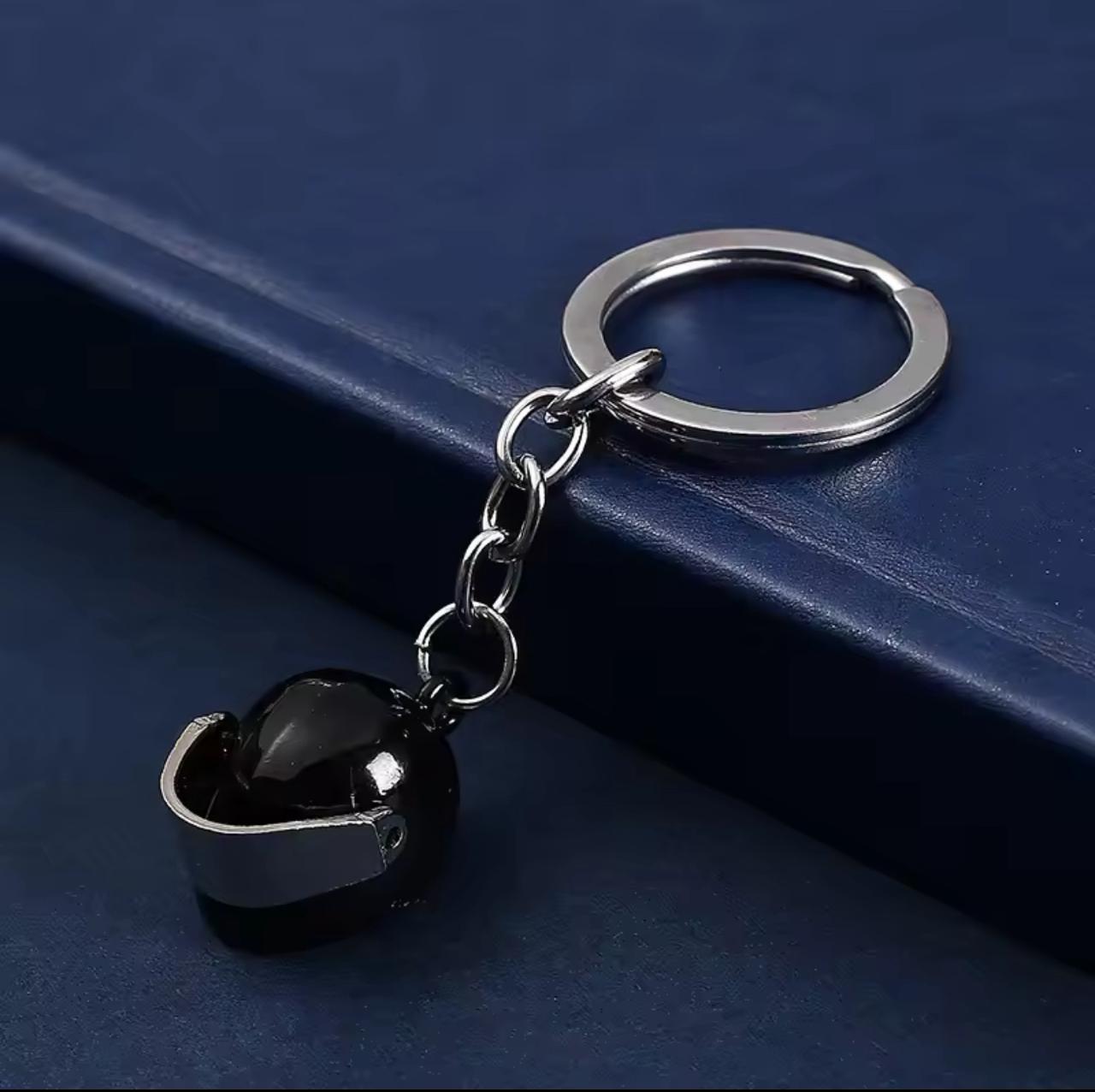 Miniature Full-Face Racing Helmet Keychain (Black)