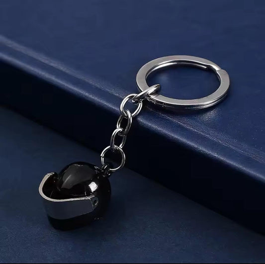Miniature Full-Face Racing Helmet Keychain (Black)