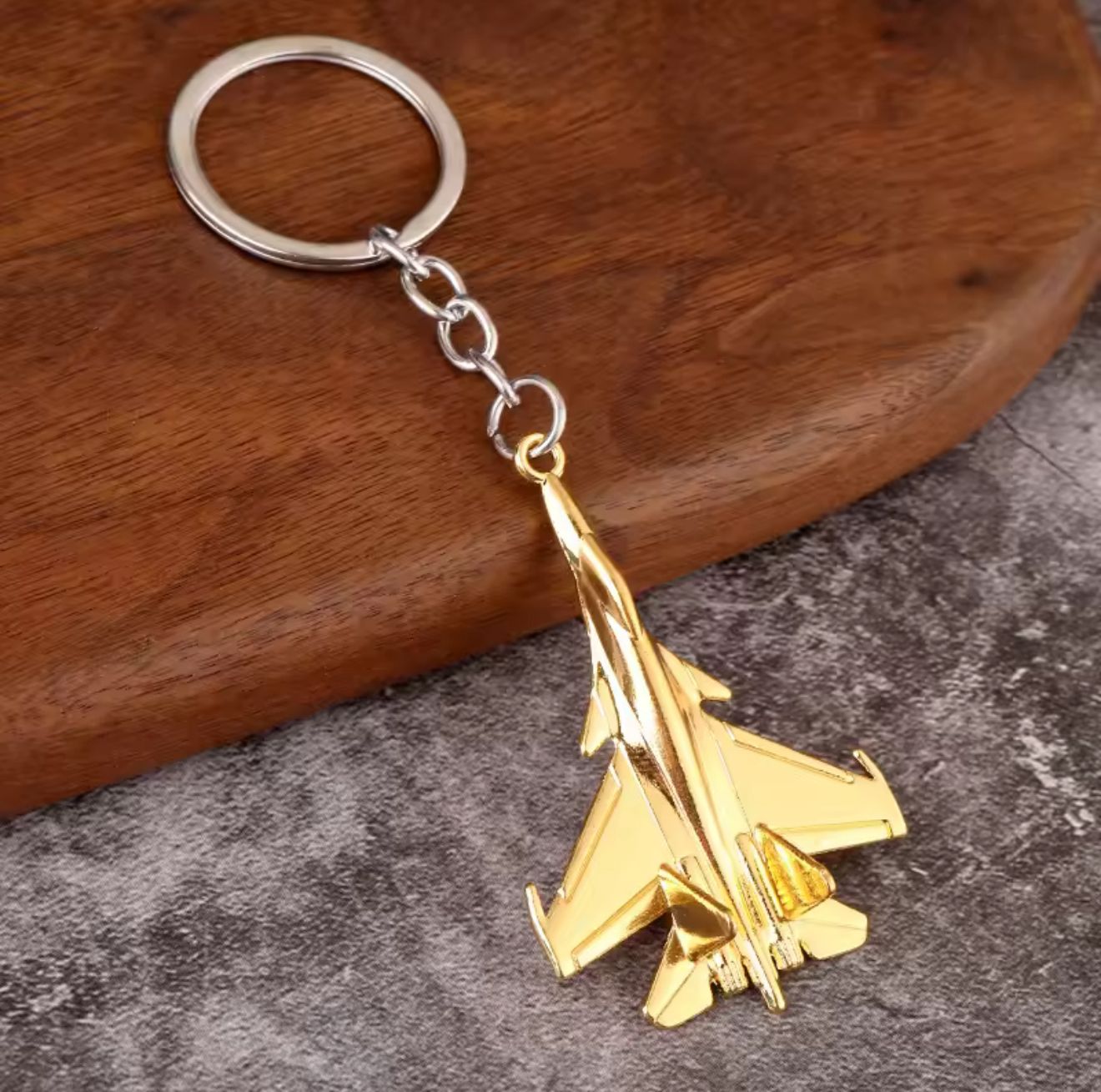 Miniature Fighter Jet Keychain (Gold)