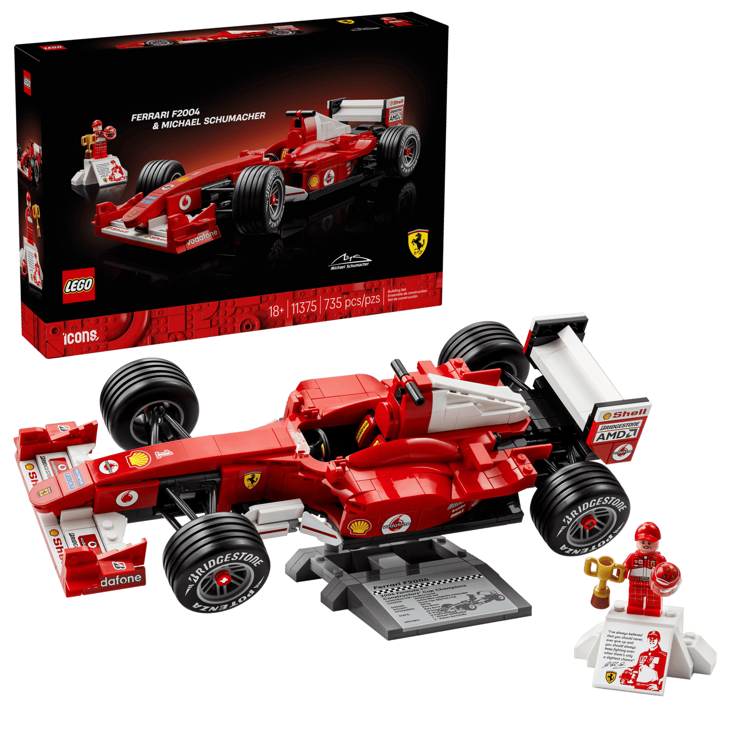 LEGO® Icons Ferrari F2004 &amp; Michael Schumacher