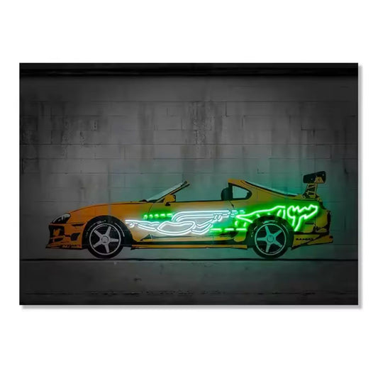 Street Legend: The Neon Supra – Premium Neon Canvas Art