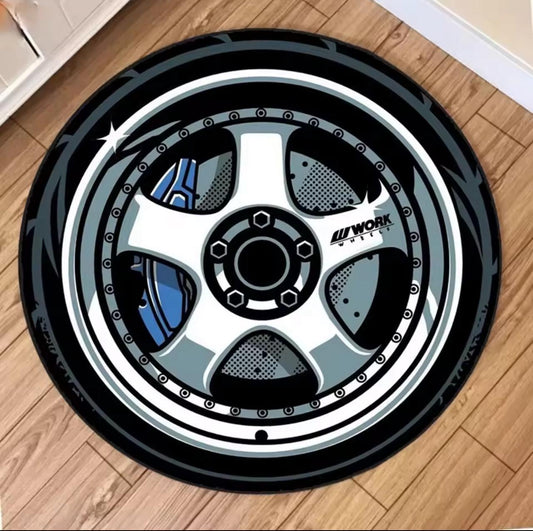 WORK Wheels 5-Spoke Tuner Rug - Blue Caliper