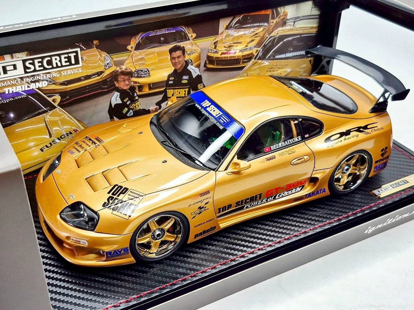 Ignition Model 1/18 Top Secret Supra (A80) – Gold (With "Smokey" Nagata Figure)